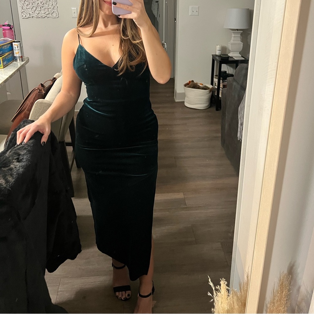 Lovers + Friends Deep Green Velvet Dress